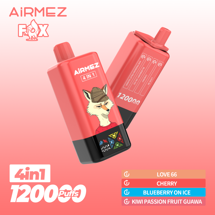 Airmez vape – Fox 4in1 120000puffs Disposable Vape Cherry & Love 66 & Berry Lemonade & Grape Ice